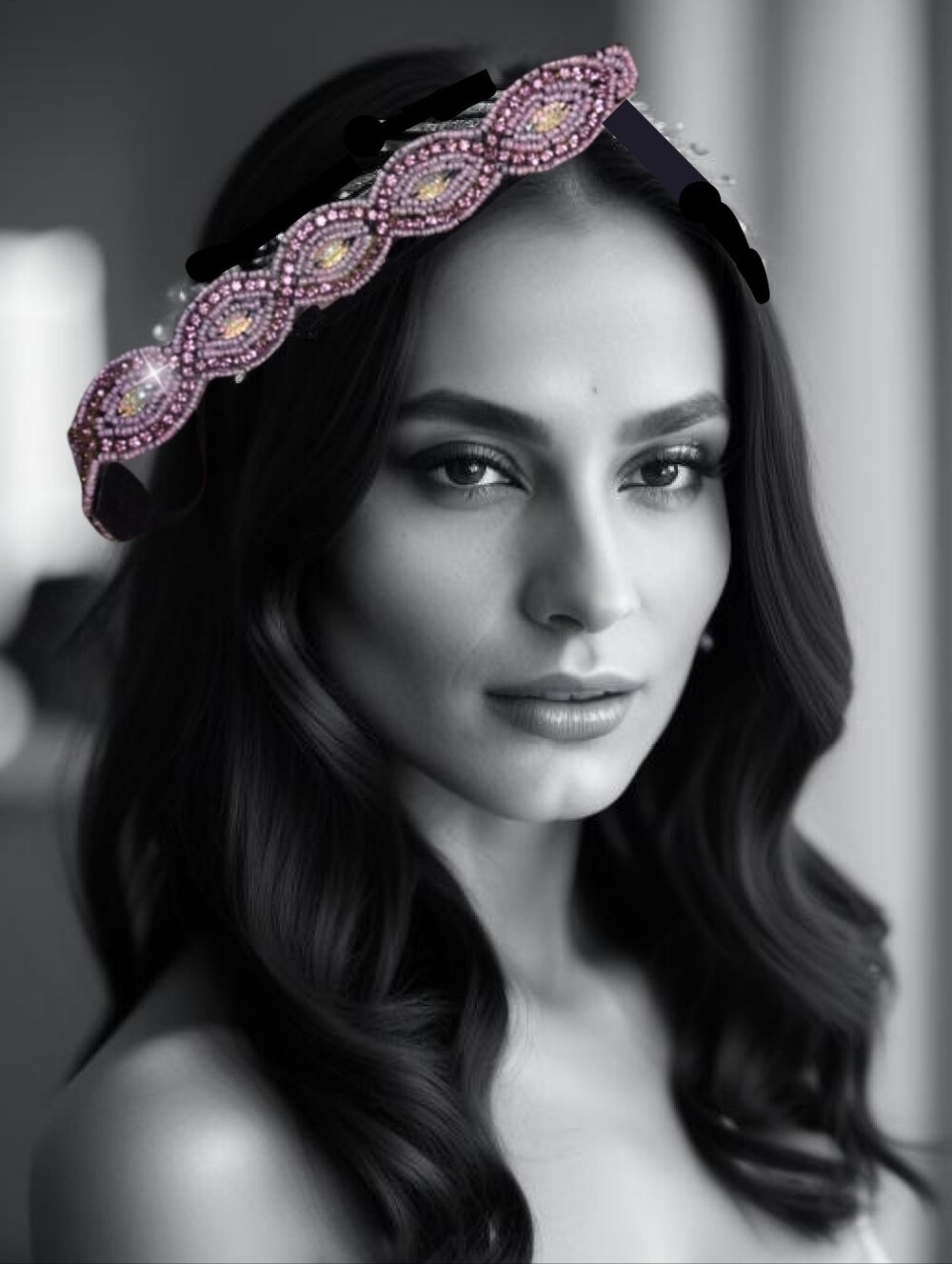 Mauve Rose Pink Crystal Headband
